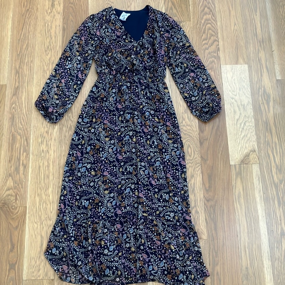 Sadie and Sage Modern Floral Dress in Navy
